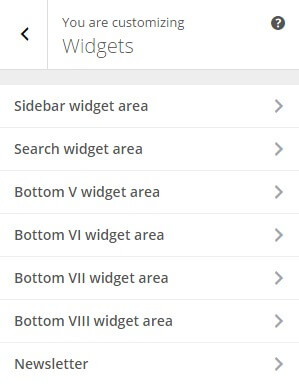 available widget areas in the technews wordpress theme