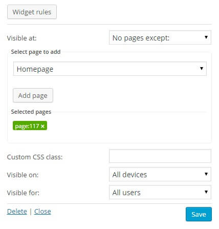 configuring widget rules in the technews wordpress theme