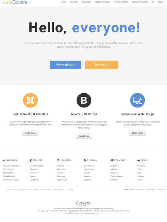 Responsive Bootstrap Joomla Template Meet Gavern