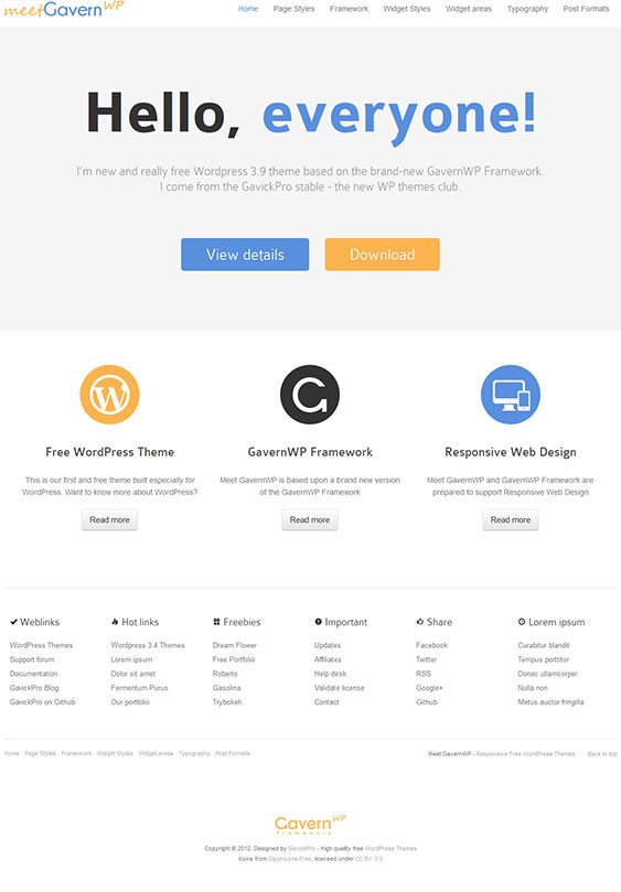 Meet GavernWP - Responsive Free Wordpress Theme