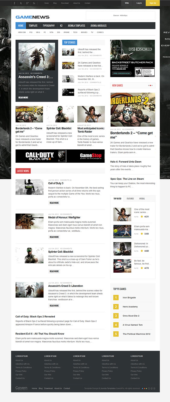 Game News - Game portal Joomla template