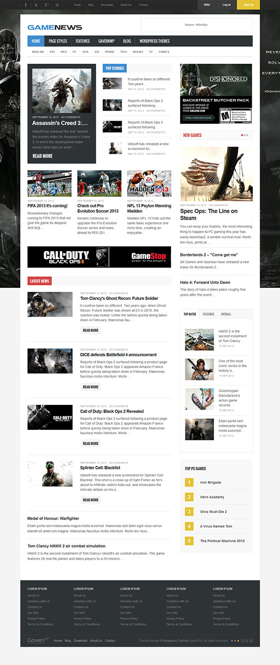 Free Gaming Portal WordPress Theme & Website Template