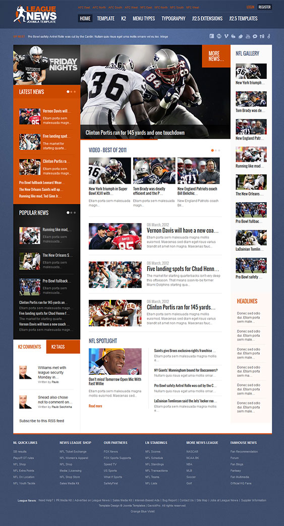 League News - Sports Joomla Template